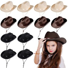 Hercicy 12 Pcs Beige Cowboy Hats Kids Toddler Cowgirl Hat for Boys Girls Child B