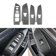 4Pcs Real Carbon Fiber Window Lift Switch Panel Cover For Honda Accord 2018-2021