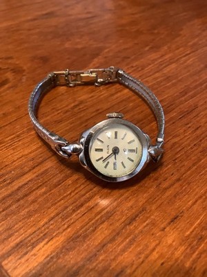 Elgin Lady s Wristwatch 10k White Gold Filled Case 799 Mechanical Movt - Running