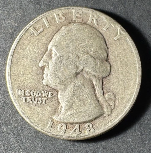 1948-D Silver Washington Quarter (Circulated) - (#2034) Very Fine Condition