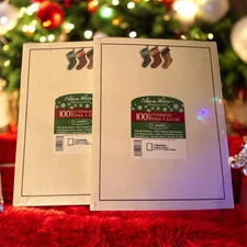 New 200 Sheets Printer Paper Stockings Christmas Holiday Border Paper 2 PK