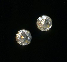 14K 1.01 Gram Fine Solid Yellow Gold 5mm Clear Crystal CZ Solitaire Earrings -KO
