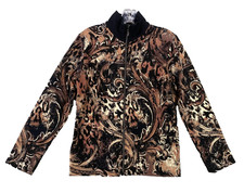 Jess & Jane Jacket Women S Knit Full Zip Cotton Rhinestones Dynasty USA Made