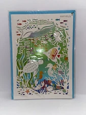 Papyrus Happy Birthday Greeting Card Party Ocean Fish Turtle Seahorse Laser Cut