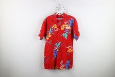 Vtg 70s Streetwear Mens Medium Looped Collar Flower Hawaiian Button Shirt USA