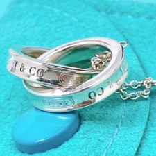 【Near MINT】Tiffany & Co. Interlocking Ring 1837 Necklace Pendant Silver 925