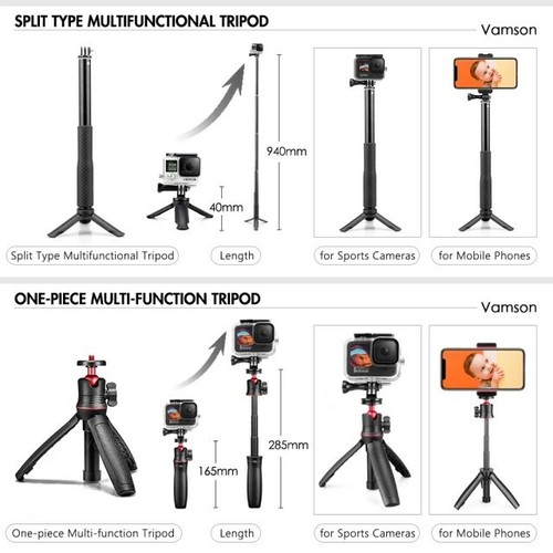 VAMSON GoPro Accessories Set Black HD Action Camera Sport Kit Bundle - Picture 3 of 7