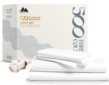 Mayfair Linen 500 Thread Count Cotton Sheet White Twin Sheet Set,3-Piece