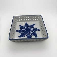 Blue White Reticulated Decorative Wall Plate No String Decor Candy Trinket Dish