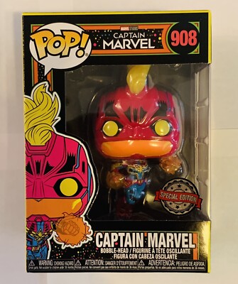 Funko POP! Marvel: Black Light - Captain Marvel #908 Limited