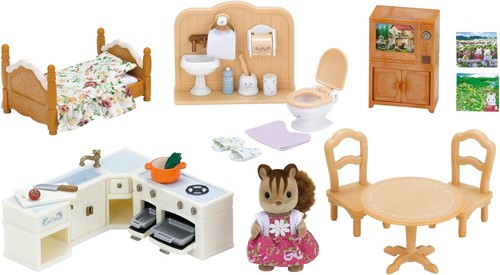 Epock Sylvanian Families Room Set Rabbit Doll From Japan Free Shipping - Picture 47 of 60