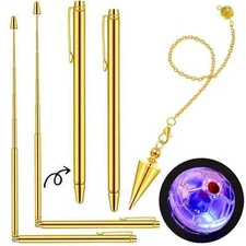 4 Pcs Ghost Hunting Dowsing Rods Copper Set Pen Shaped Gold Spirit Rods Divining