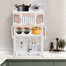 White Modern Standing Kitchen Shelf Kitchen Cabinet Standing Storage Shelf USA