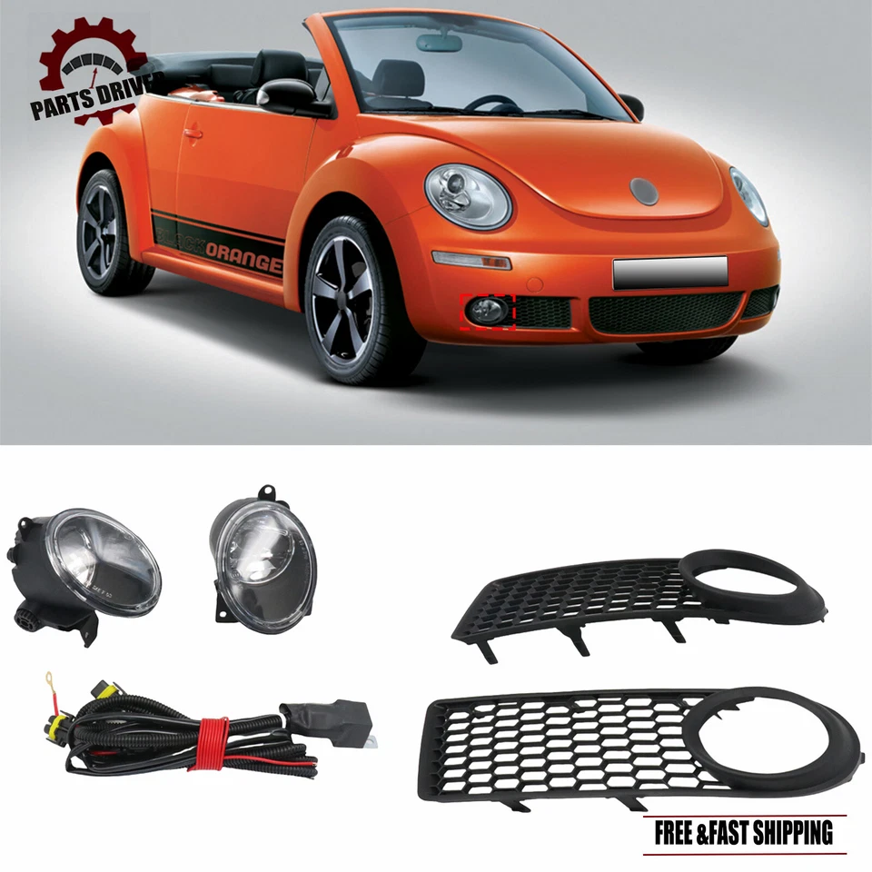 Par de luces antiniebla delanteras para parachoques VW Beetle 2006-2010 con cableado + cubiertas + bombillas Foto 2 de 4