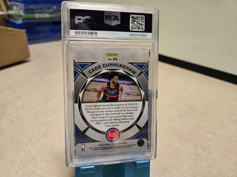 PSA 10 2022-23 Panini Obsidian Cade Cunningham Equinox Green Etch /25 POP 1 - Image 2 of 2