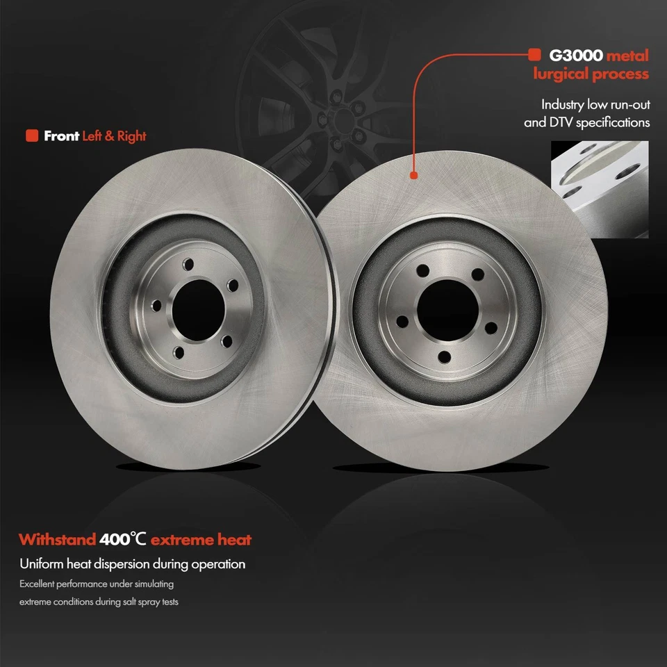 2x Front Disc Brake Rotors for Jaguar XF 2009-2016 Super V8 XJ XJR XK XKR S-Type - Image 3 of 4