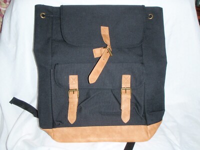 NEW DSW Backpack Black And Brown Bookbag Canvas