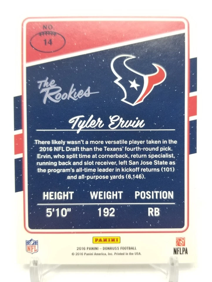 2016 Panini Donruss TYLER ERVIN The Rookies /999 Rookie RC Houston Texans #14 - Image 4 of 4