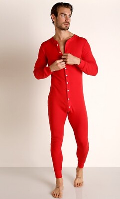 Go Softwear Lumberjack Lounge Union Suit Flap Back Jock Pajama Red