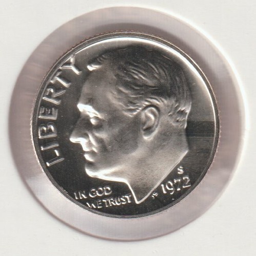 Rare Old US Roosevelt Dime 1972s Gem Mirror Proof Great Mint Collection Coin USA