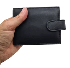 Unisex Black Leather Wallet Credit Card Holder RFID Protected Coin Pouch Purse