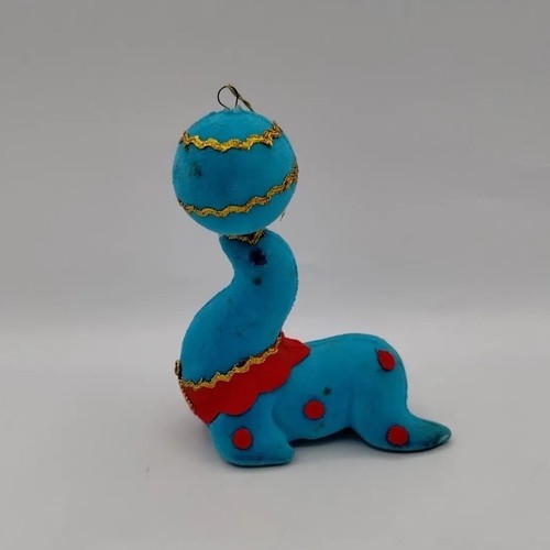 Vintage Circus Seal Felt Flocked Styrofoam Christmas Ornament - Afbeelding 1 van 13