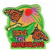 SAVE THE MONARCHS Iron On Patch Butterfly Butterflies
