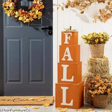 Wooden Handmade Nested Wording Decorative Boxes Fall Christmas Season Multicolor