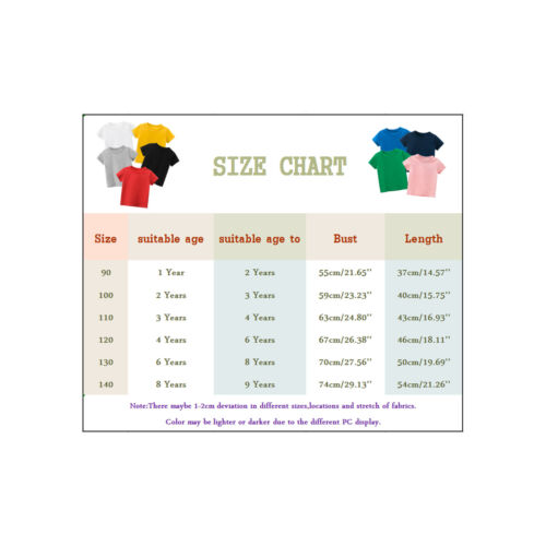 Toddler Kids Girls Boys Short Sleeve Basic T Shirt Solid Casual Summer Tee Shirt - Picture 11 of 35