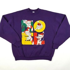 Vintage Noel Christmas Mice Size L Cute Mouse Crewneck Sweatshirt Pullover
