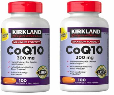 Kirkland Signature  CoQ10 300 mg, 100 Softgels Maximum Potency 2-Pack FREE SHIP
