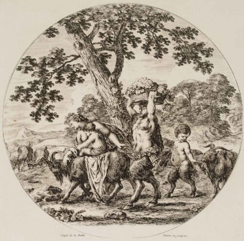 S. BELLA (1610-1664), Die Satyr Familie, Reproduktion Barock Mythologie - Bild 1 von 4