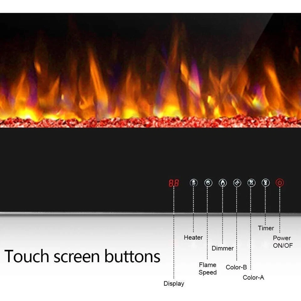50''Electric Fireplace insert,Recessed&Wall-Mounted heater,Room Decor - Image 3 of 4