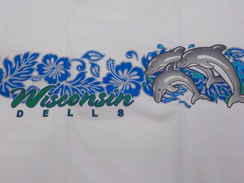 T-SHIRT WITH CANVAS BAG SET KIDS SZ XS WHITE DOLPHINS WAVES WISCONSIN DELLS NIB - Picture 2 of 6