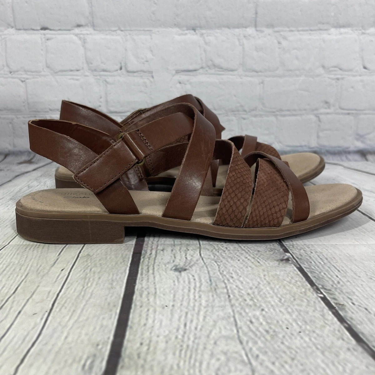 Clarks Collection Sandals Flat Women Size 9.5 M Declan Mix Brown