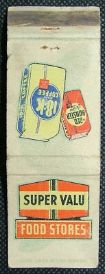 Streichholzheft Super Valu Lebensmittelgeschäfte Roter Hahn 18.K Kaffee BK505