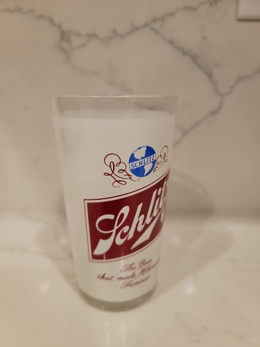 Vintage Schlitz Pabst Beer Bar Milwaukee Drinking Glass 5 1/4” White Wrap Logo - Picture 3 of 6