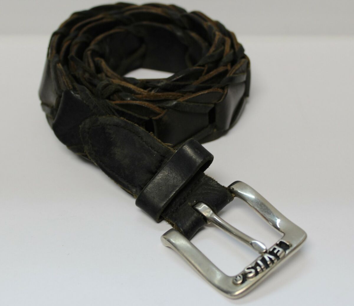 Vtg 1960-70s Levi's Levi Strauss & Co Link Leather Belt Vtg 1960-70s Levi's Levi Strauss & Co Link Leather Belt