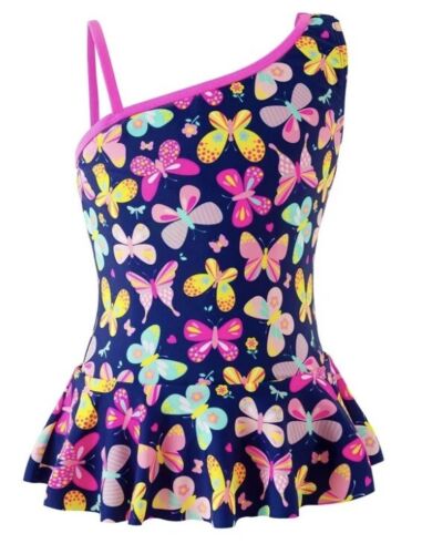 Girls One-Piece Swimsuit, Vivid Butterfly Floral Unicorn Printing Swimwear, 6/7