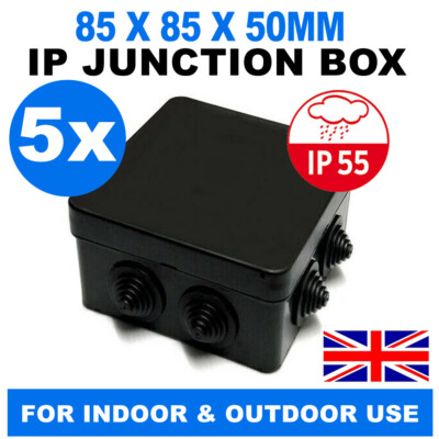 5X CCTV ABSCHLUSS IP SCHWARZ BOX WASSERDICHT KABELANSCHLÜSSE IP55 TERMINAL ECKIG