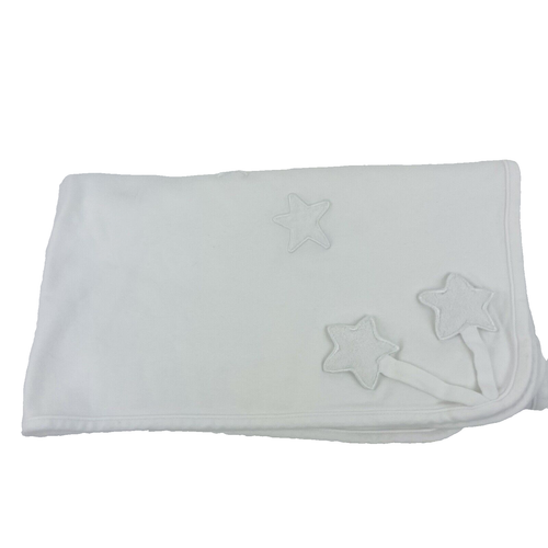 Vintage 2000 Gymboree Applique Embroidered Star Baby Blanket Solid White 2-ply - 第 1/7 張圖片