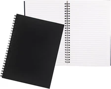 2 Pack College Ruled Notebook, Soft Black Cover Spiral Notebook, Memo Notepad Sk