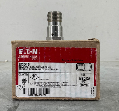 EATON ECD15 UNIVERSAL EXPLOSION PROOF DRAIN BREATHER 1/2'' 16mm SOLD INDIVIDUALLY