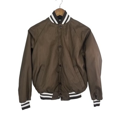 Vintage ASW Jackets Size L Mens Brown Button Snap Varsity Letterman Chalk Line