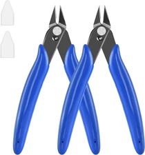 5 Inch Micro Flush Cutter, 2 Pack Small Wire Cutters Spring Loaded Cutting Plier