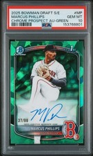 2025 BOWMAN DRAFT SAPPHIRE CHROME PROSPECT AUTO GREEN MARCUS PHILLIPS /99 PSA 10
