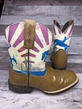 Ariat Dinero 10034063 Tan Sunset Scene Western Boots Kids 12 EUC Gift