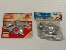 2 Vtg Mirro Aluminum Cookie Cutter Sets Star Reindeer & Rabbit Horse Lion Camel
