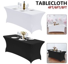 Stretch Tablecloth Tight Patio Table Cover for Event Wedding Banquet Party Decor