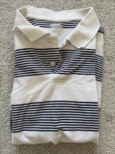 Old Navy Men s Built in Flex white with blue stripes Short Sleeve Polo M